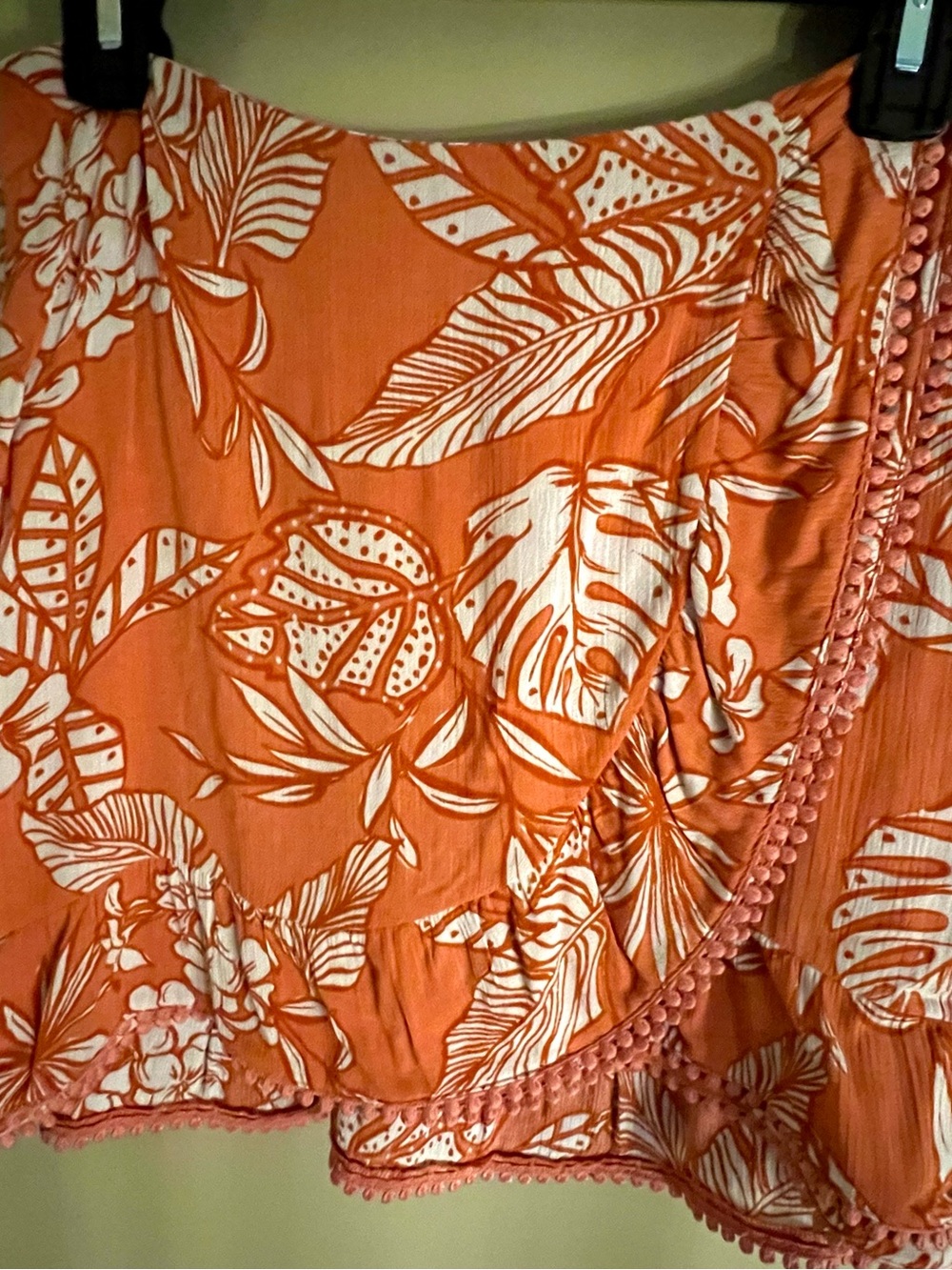 Forever 21 Tropical Orange and White Floral Ruffle Skirt